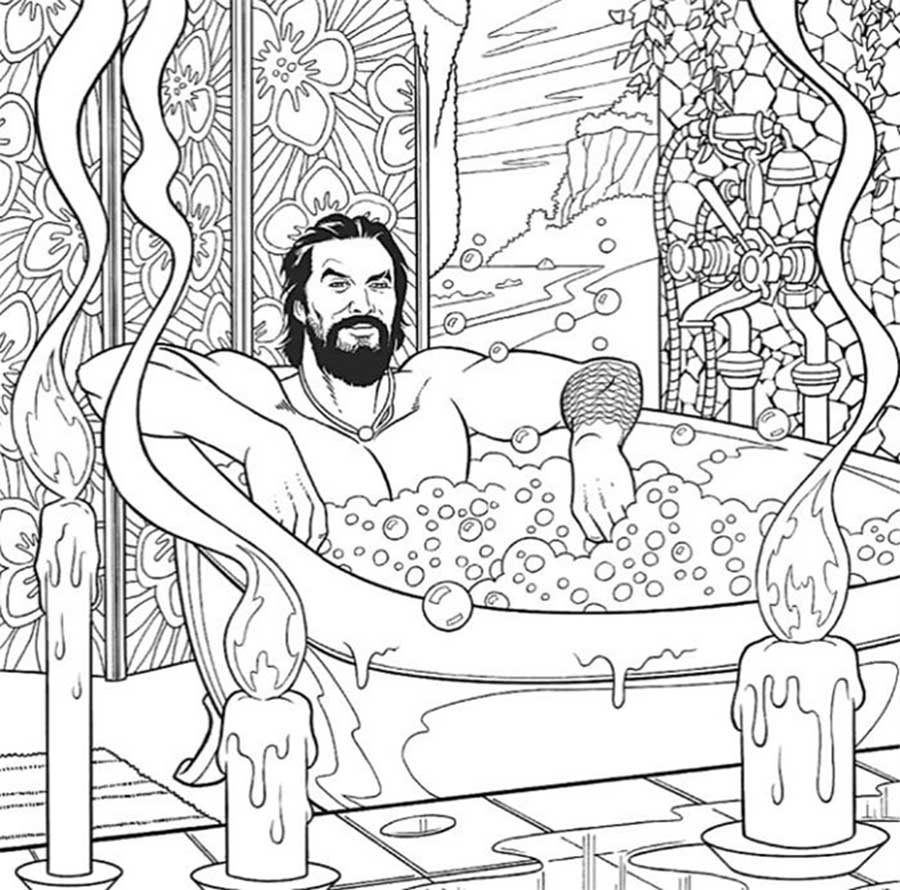 relieve your stress with this Jason Momoa colouring book