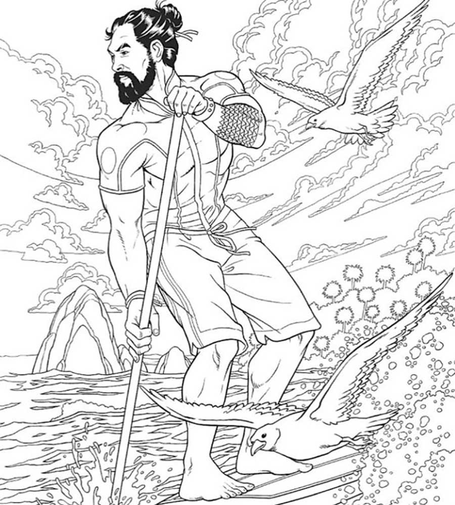 relieve your stress with this Jason Momoa colouring book