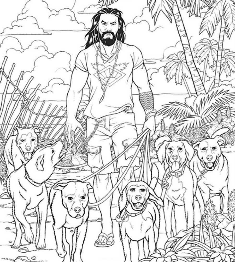 relieve your stress with this Jason Momoa colouring book