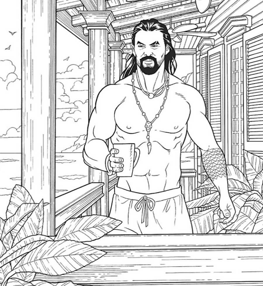 relieve your stress with this Jason Momoa colouring book